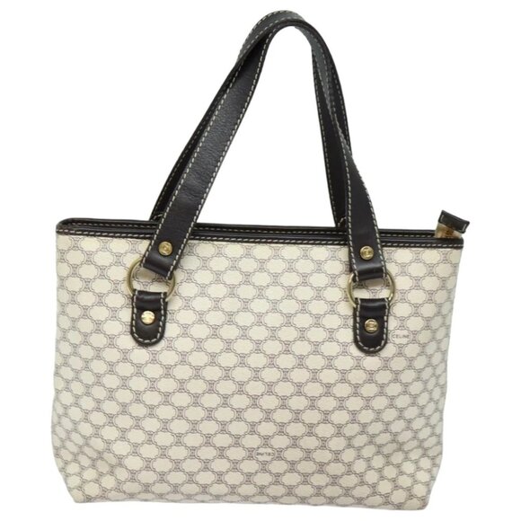 CELINE Macadam Canvas Hand Bag PVC White Auth 82867 - Picture 1 of 15